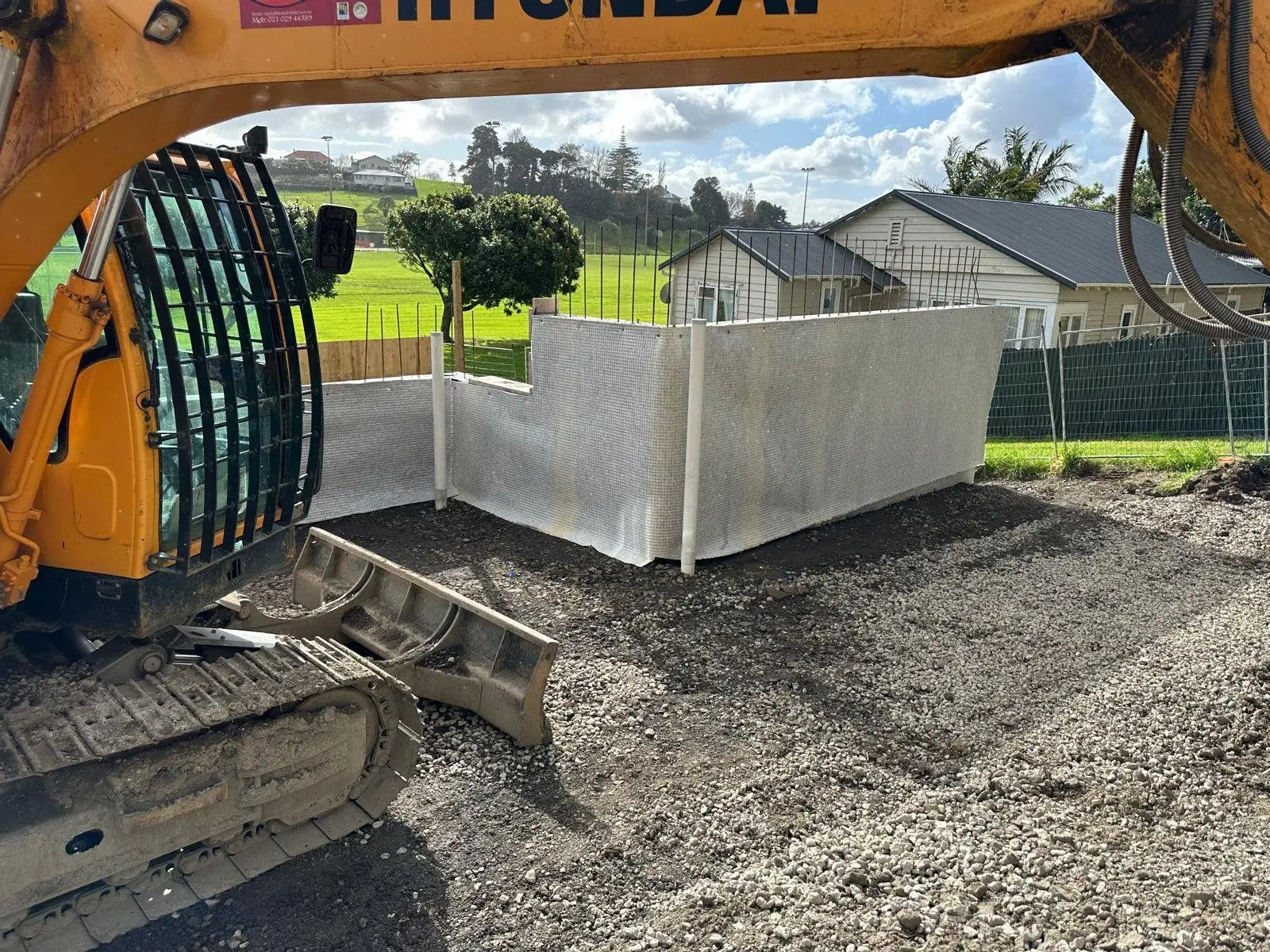 Below ground tanking membrane applied to an Auckland retaining wall