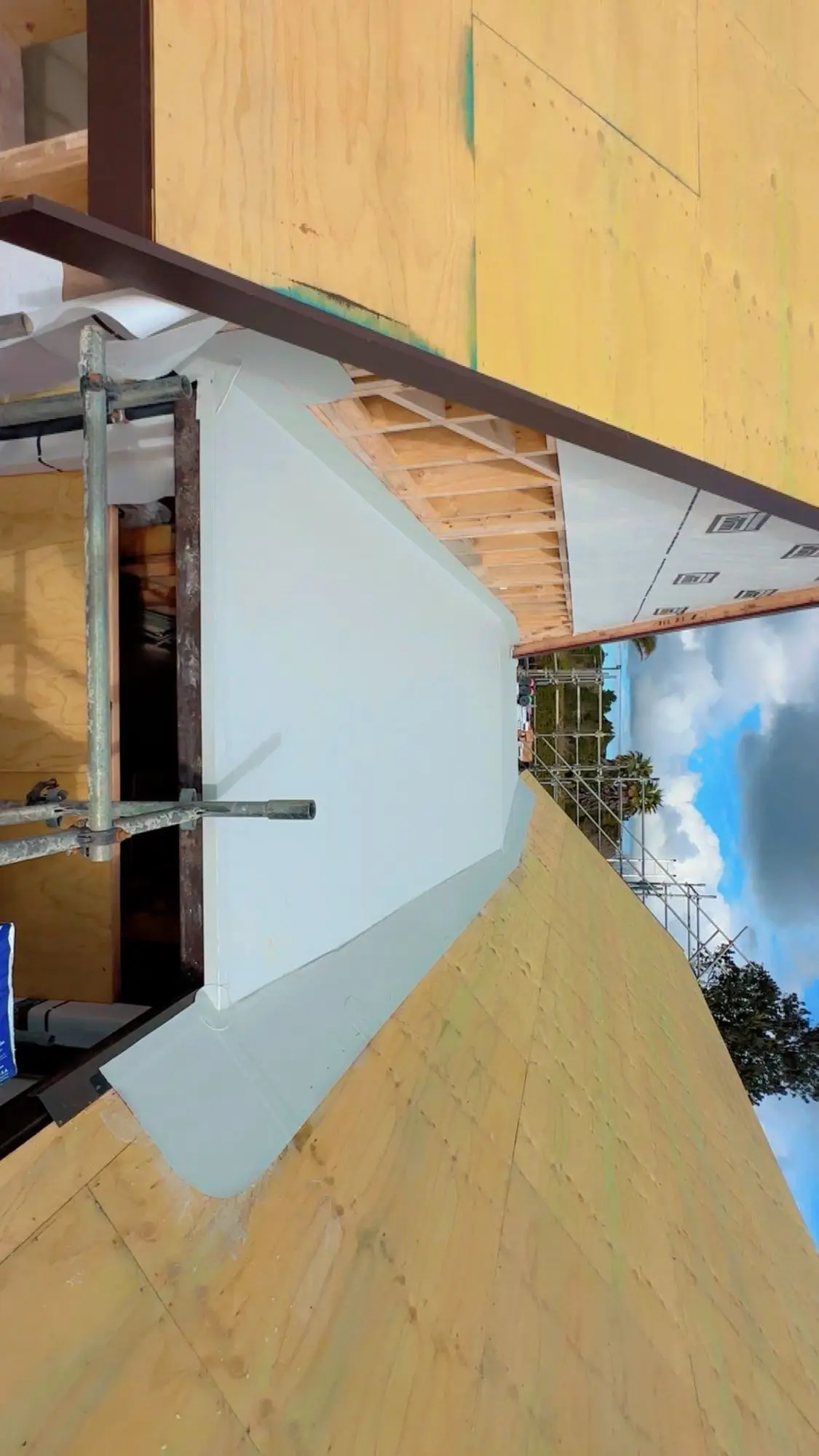 Custom flashing formed around a wall opening on an Auckland build