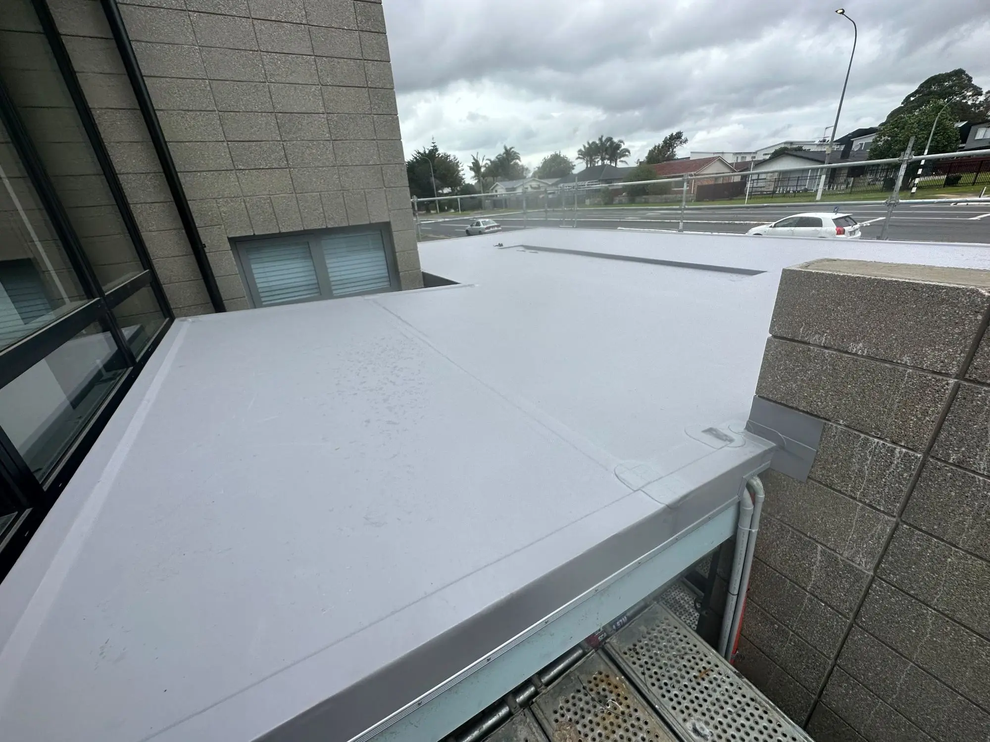 Membrane capped block parapet wall on an Auckland building