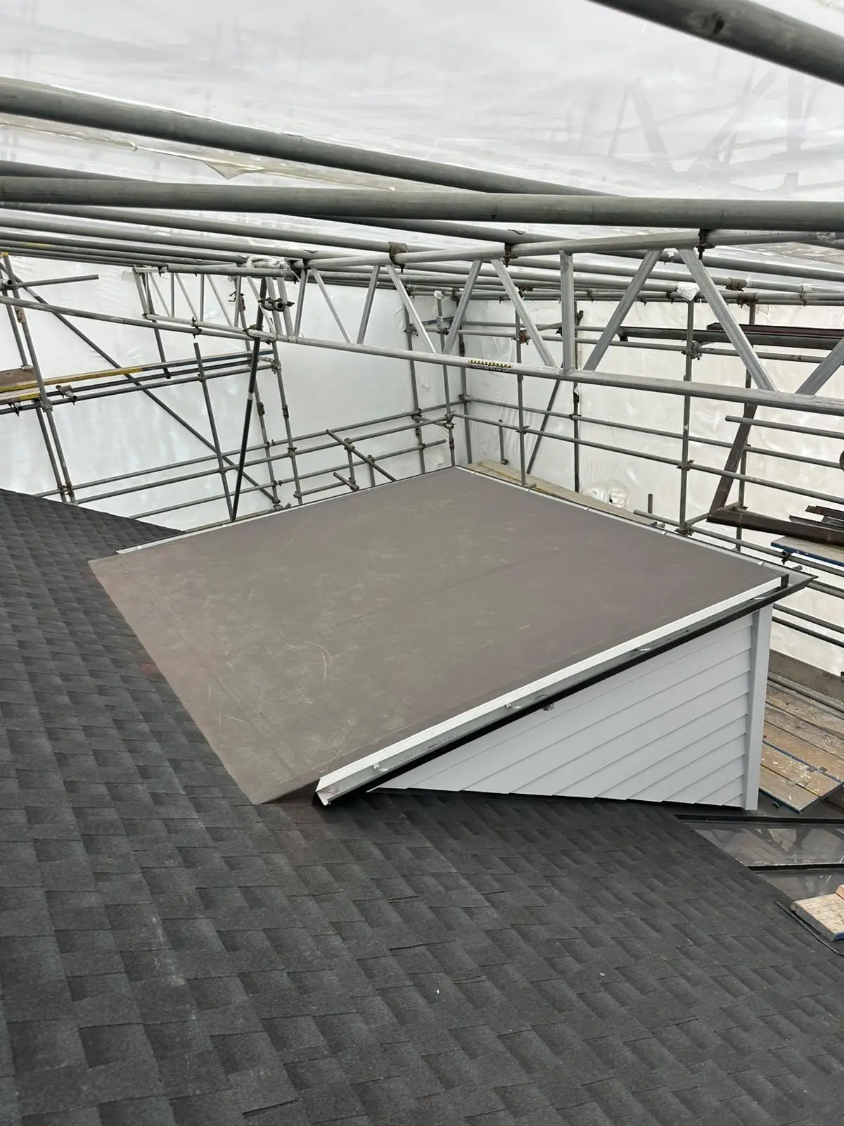 Valley flashing detail on an asphalt shingle roof