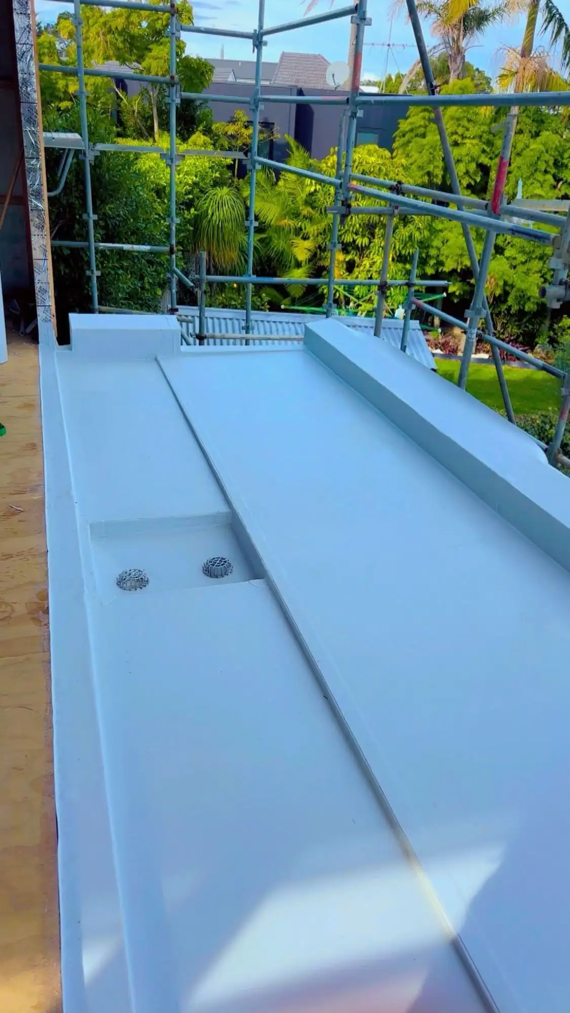 Welded membrane internal gutter installed on an Auckland roof